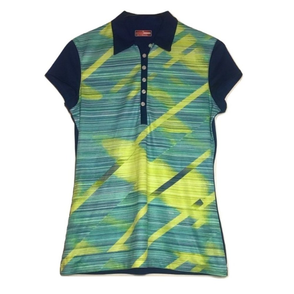 Women's Grand Slam Polo Golf Shirt - Blue/Yellow